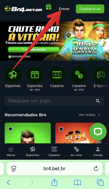 Botão ”Entrar”