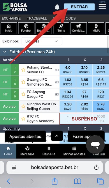 Botão ”Entrar”