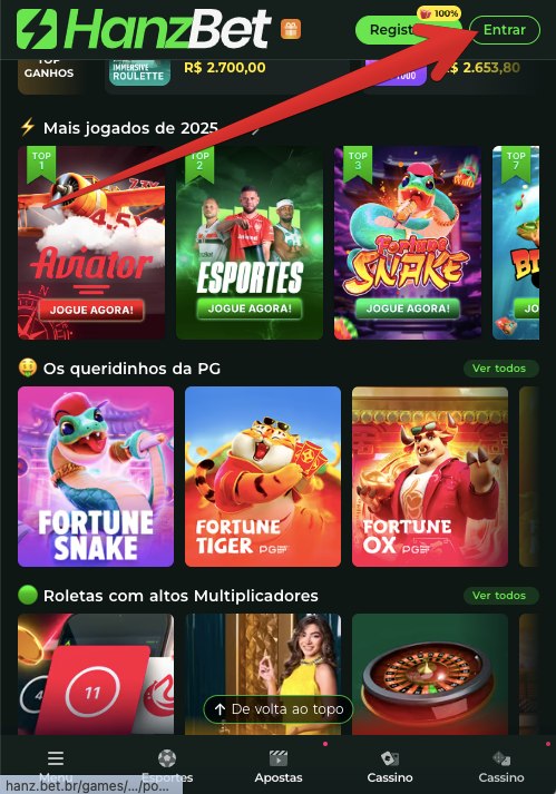 Botão ”Entrar”