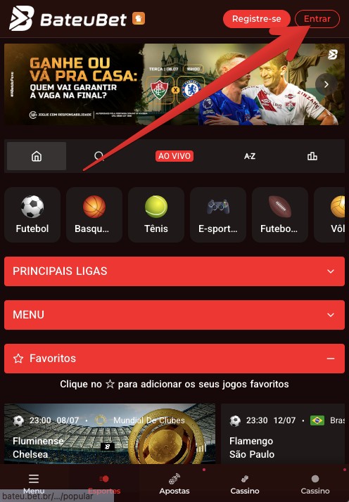 Botão ”Entrar”