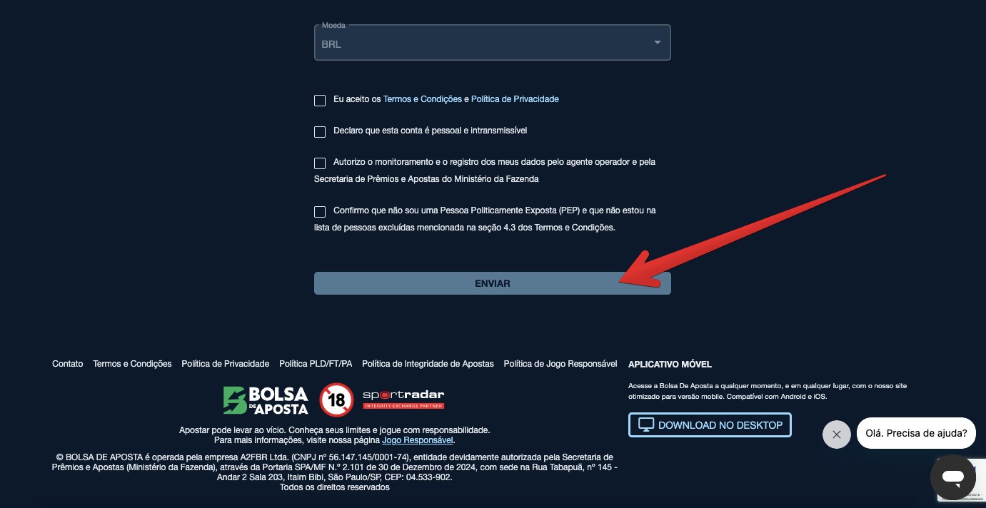 Botão “Enviar”
