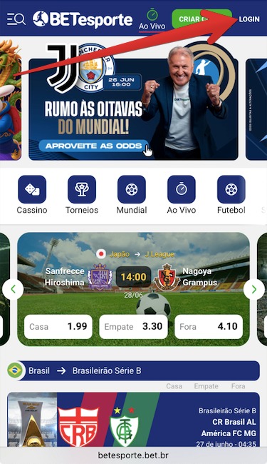Botão ”Login”