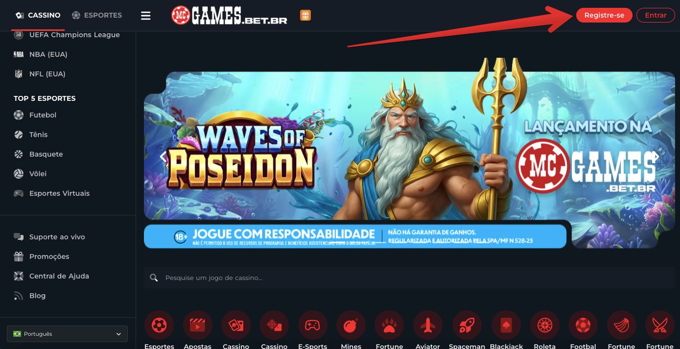 Botão de cadastro