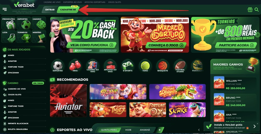 Botão de registro