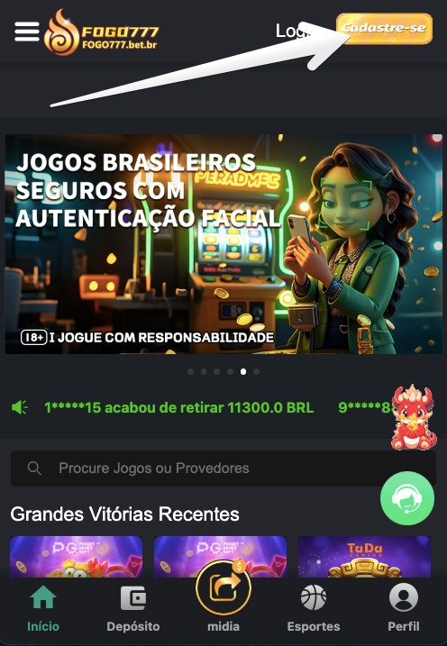 Botão de registro