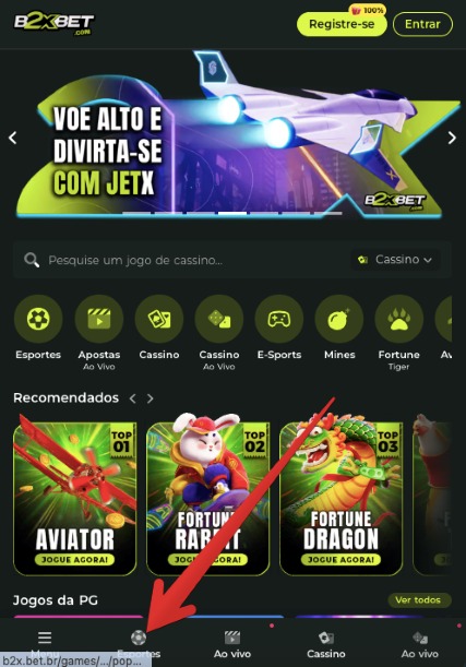 Como apostar no aplicativo móvel B2xbet passo 2