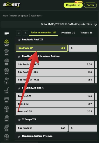 Como apostar no aplicativo móvel B2xbet passo 5
