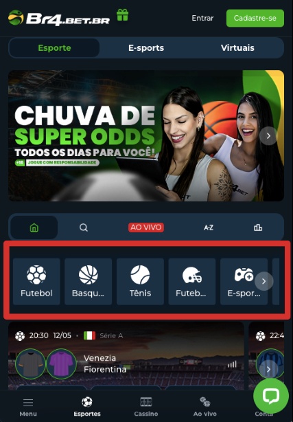 Como apostar no aplicativo móvel Br4bet passo 2