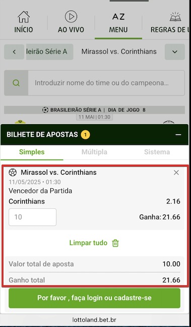 Como apostar no aplicativo móvel Lottoland passo 7