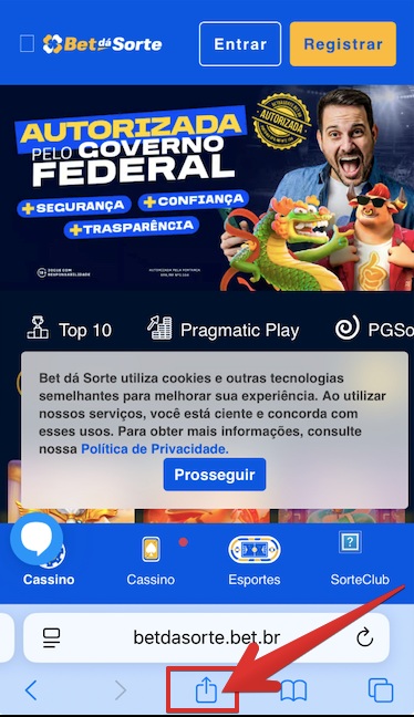Como baixar aplicativo Bet da Sorte para iOS passo 3