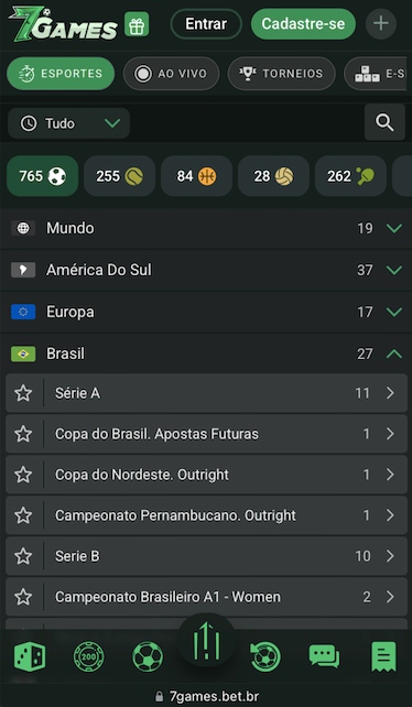 Competições disponíveis
