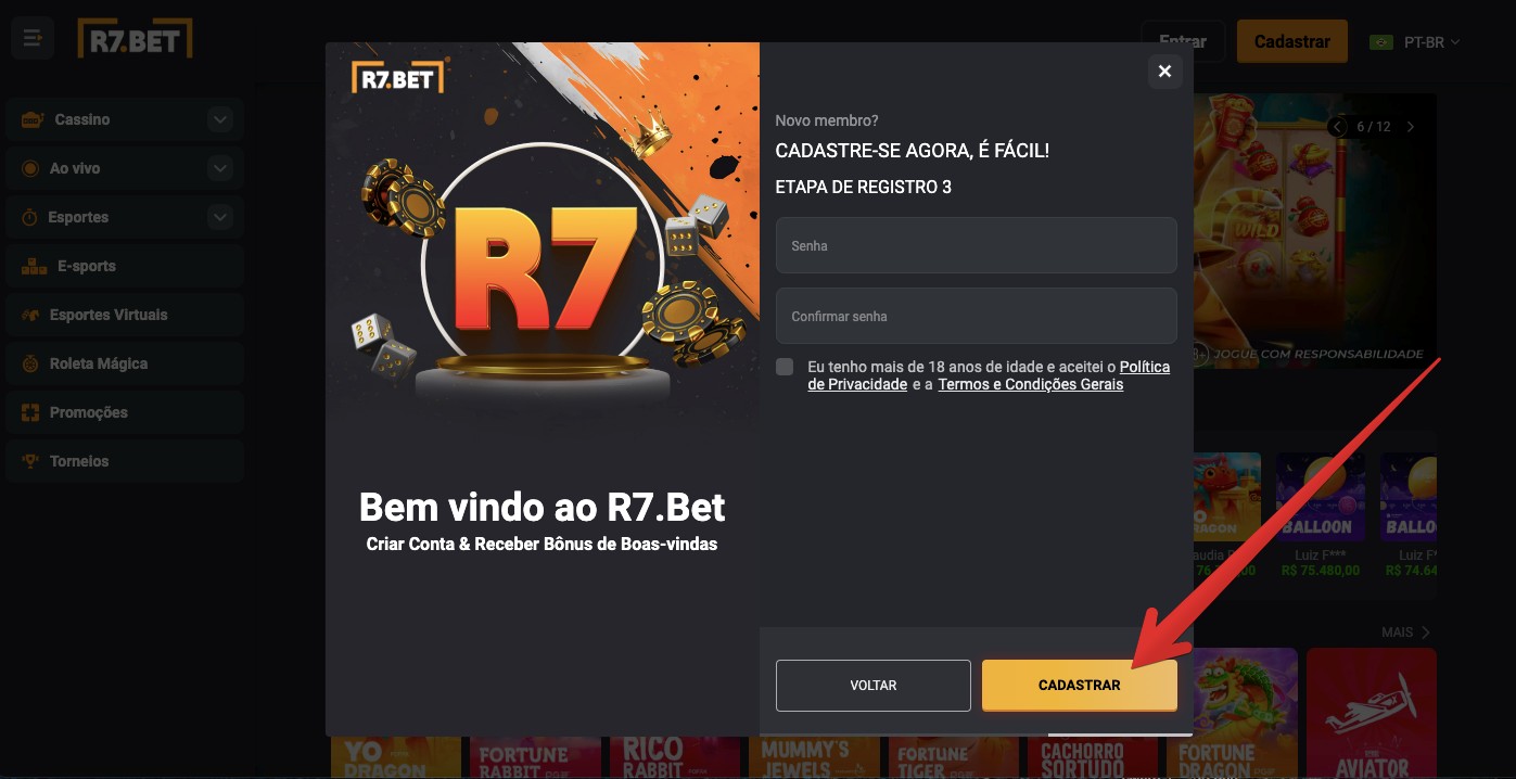 Finalizando a abertura da conta