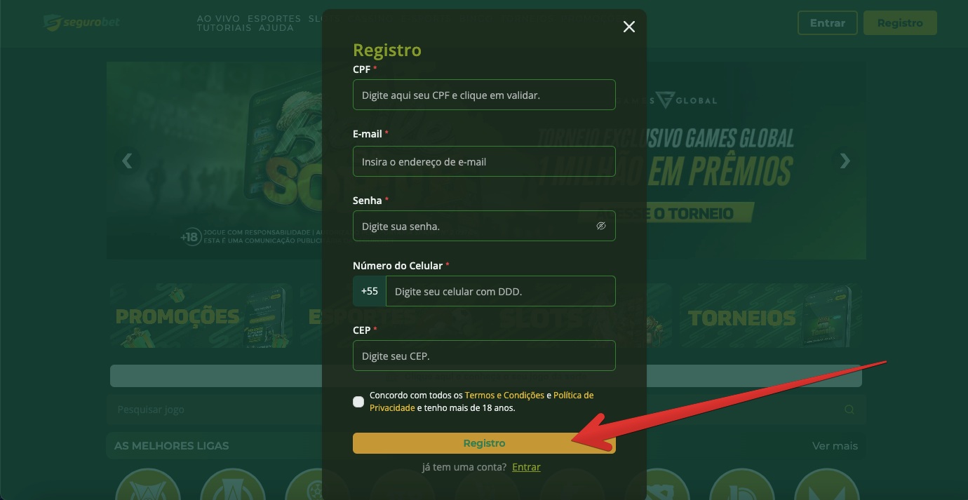 Formulário de inscrição