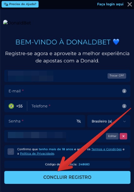 Preenche utros campos e toque em “Concluir”