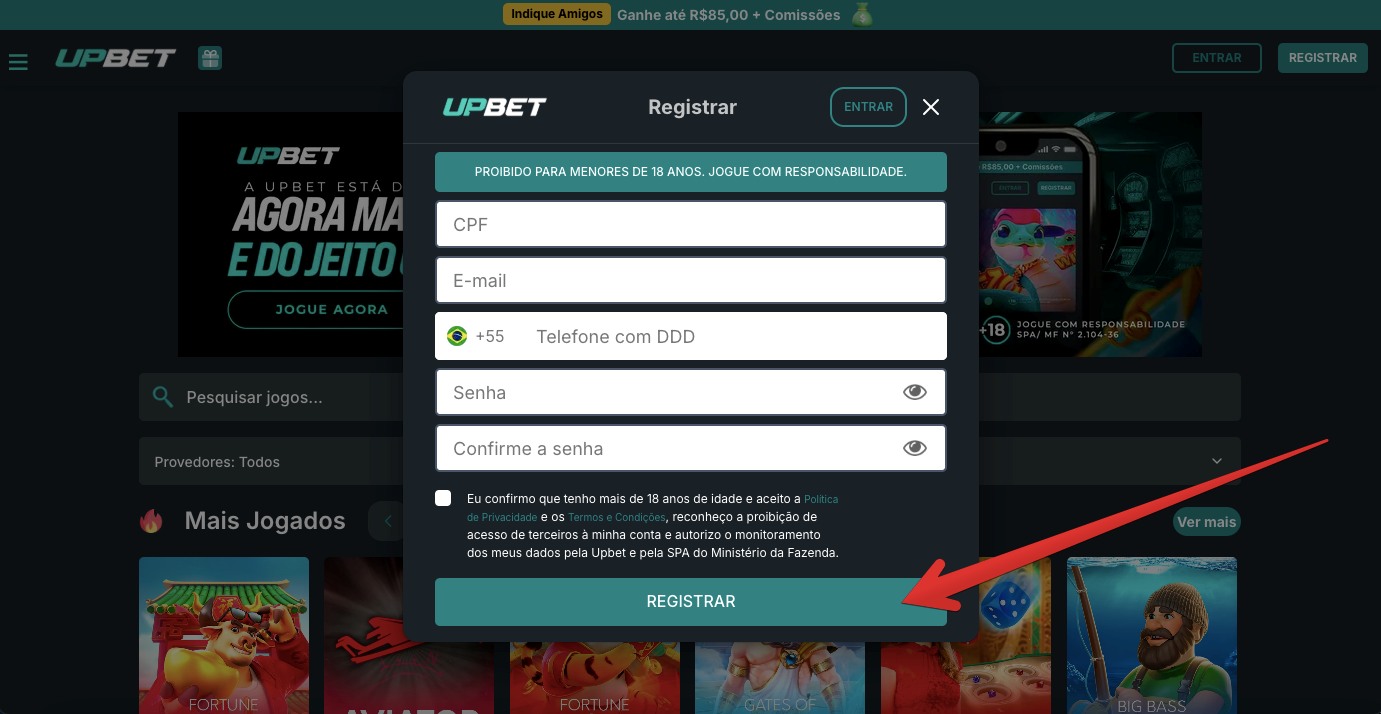 Pressione “Concluir registro” para confirmar a criação do perfil