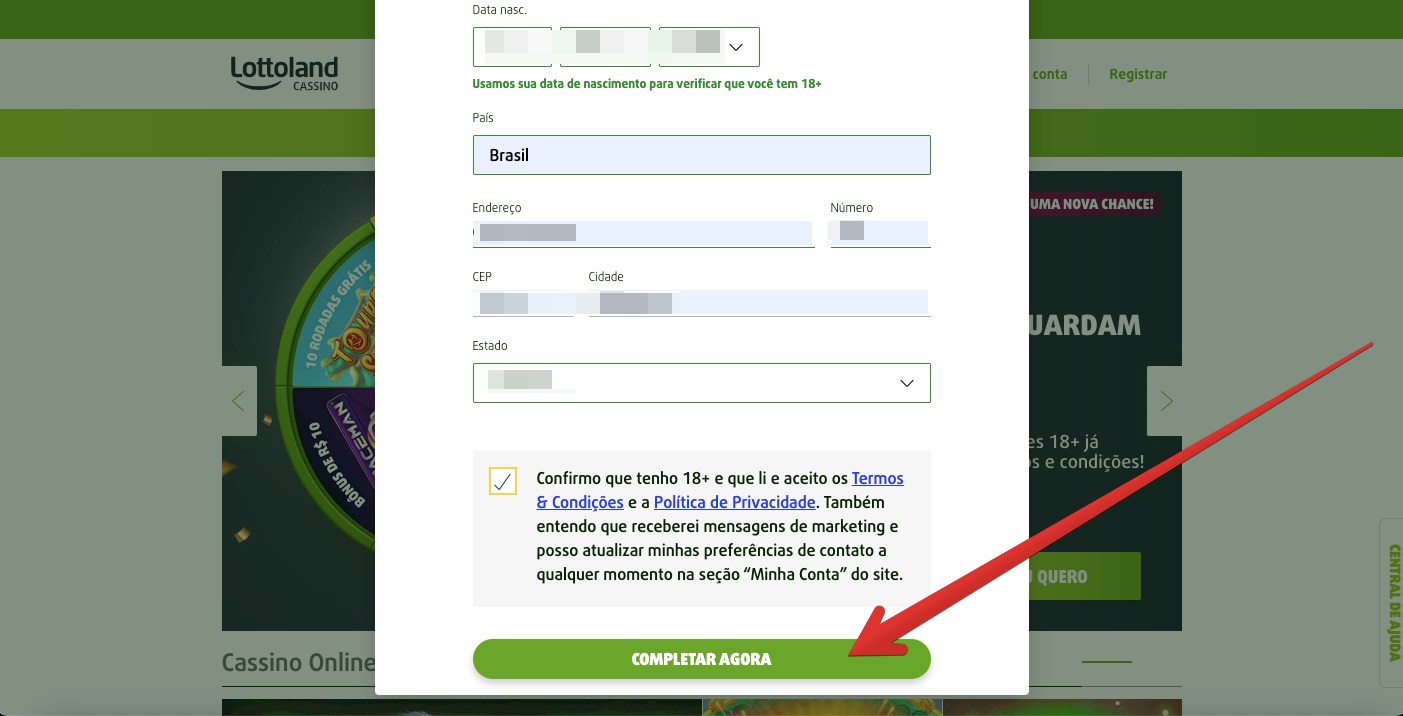 Segunda parte do cadastro