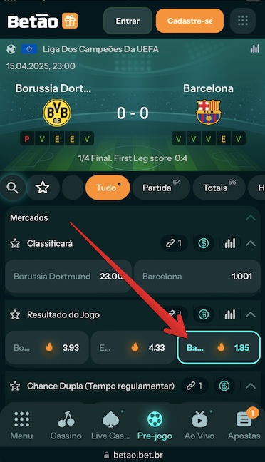 Toque nas odds