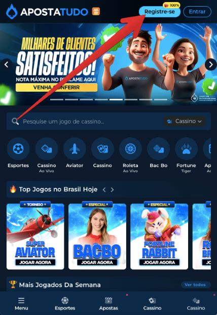 Toque no botão azul “Registre-se”