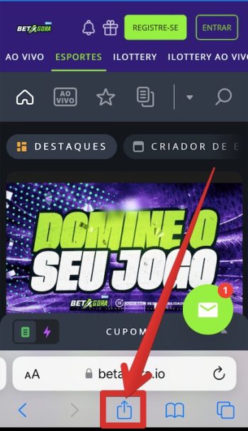 Toque no ícone de compartilhamento