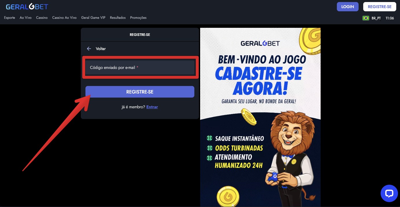 Última etapa da cadastro