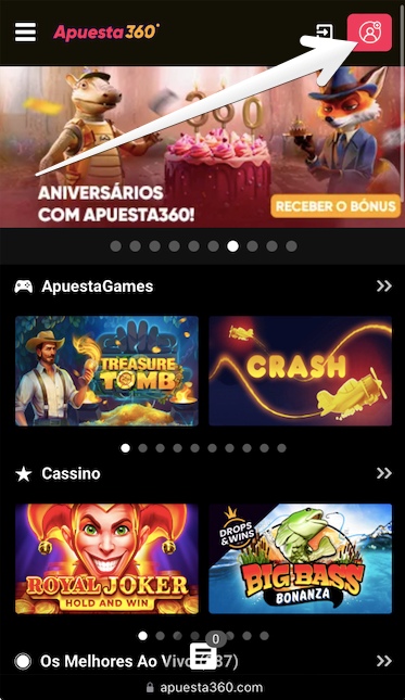 botão vermelho “Registro”
