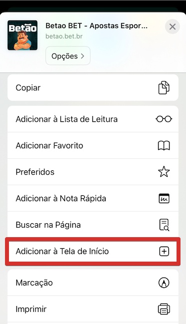 por Adicionar à Tela de Início