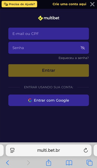 Acesso à conta Multibet