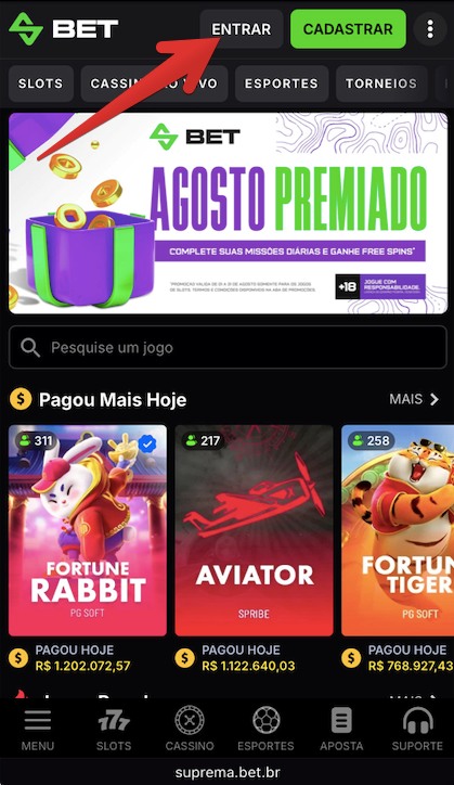 Botão ”Entrar”