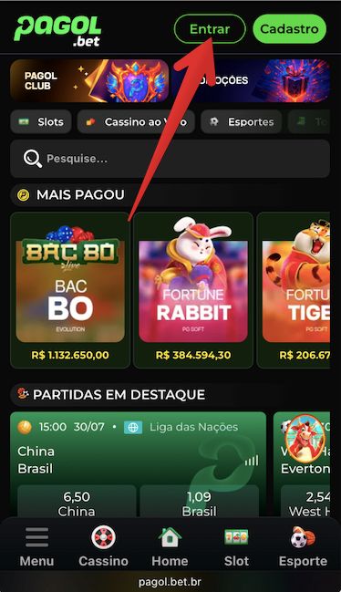 Botão ”Entrar”