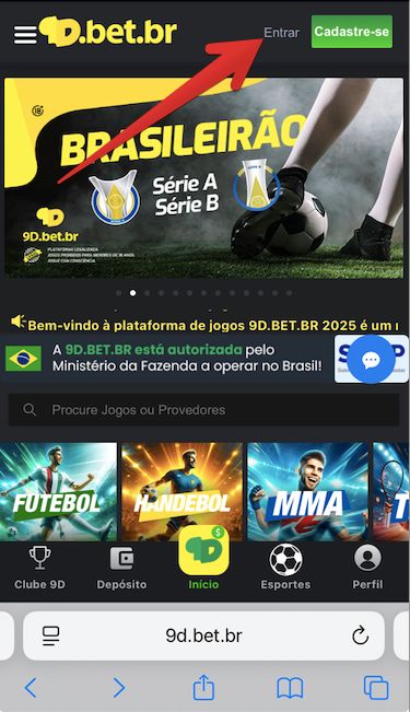 Botão ”Entrar”