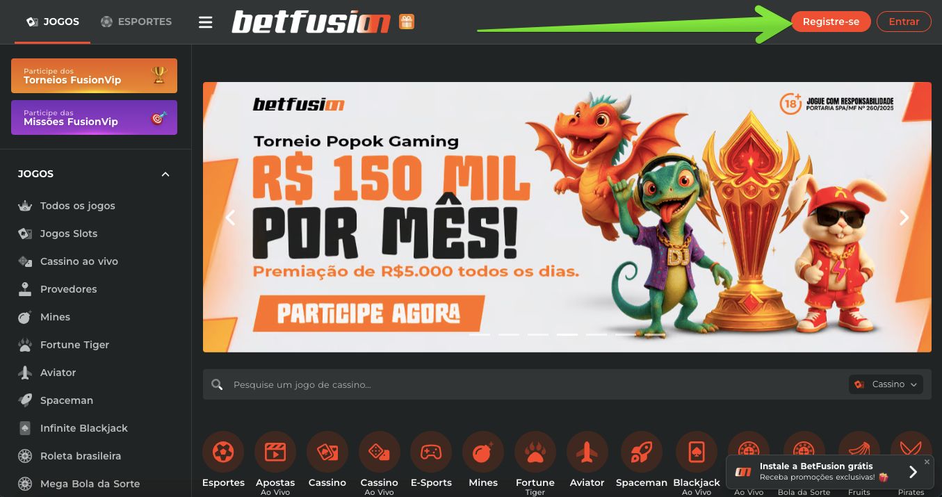 Botão de registro