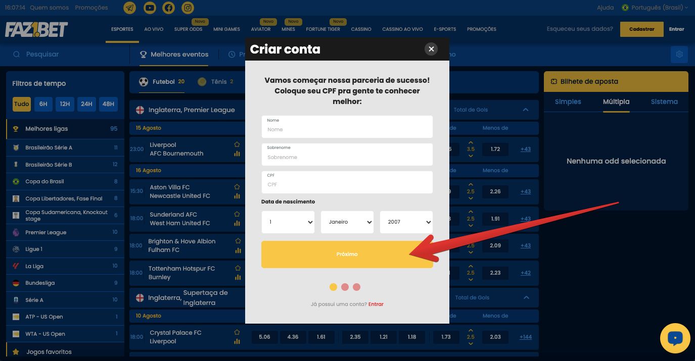 Informe seus dados pessoais