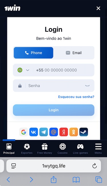 Toque novamente em Login