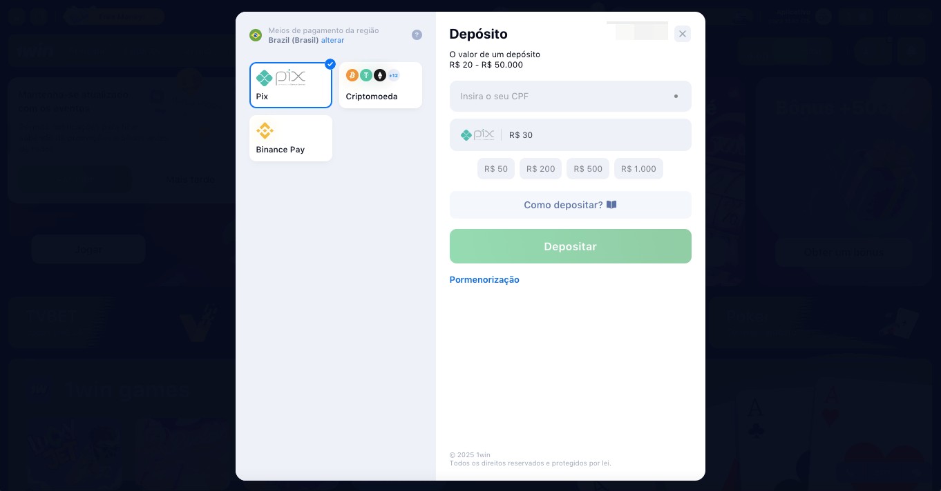 adicionar saldo por meio de Pix