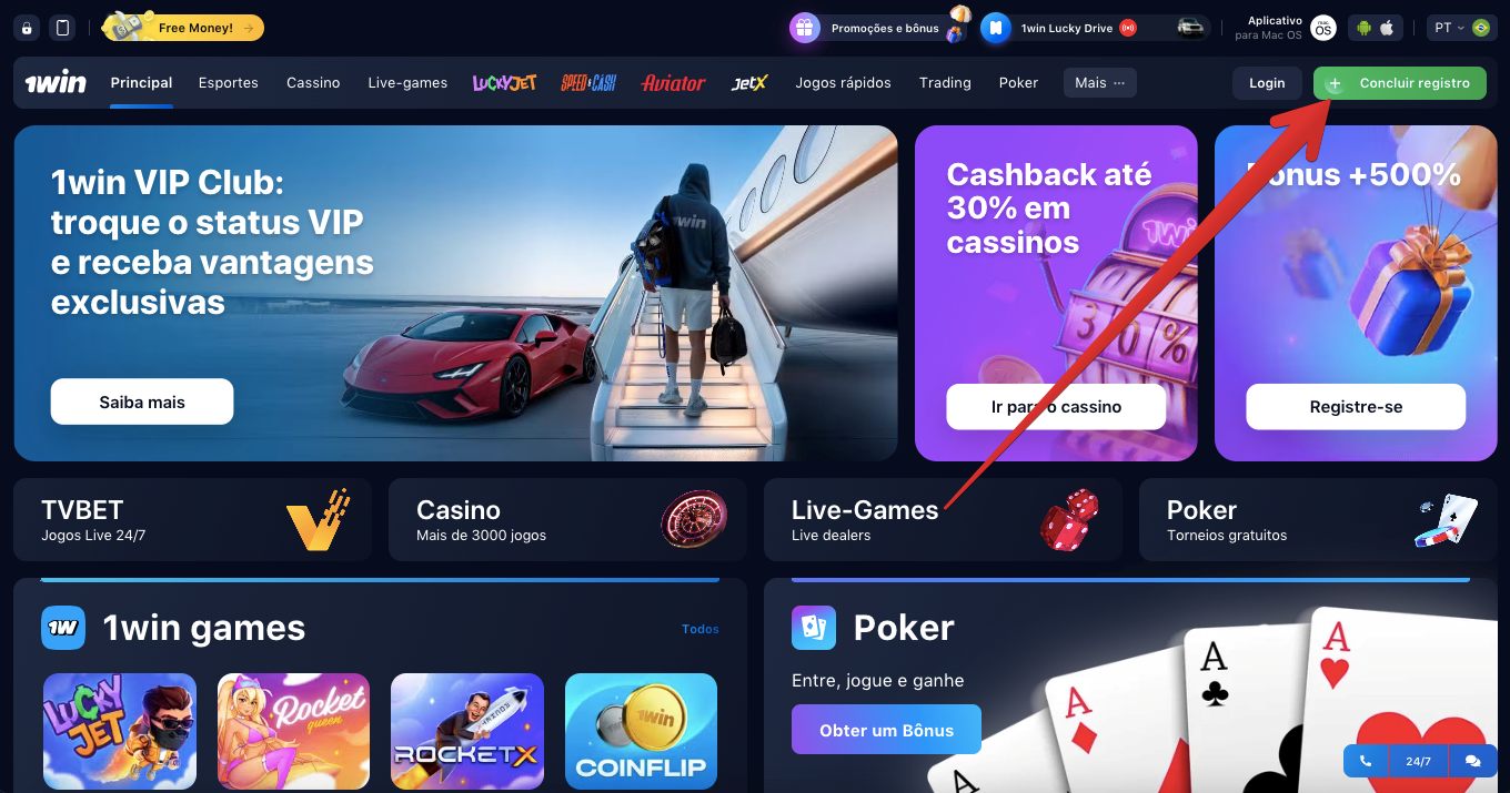 clique no botão verde “Concluir registro”