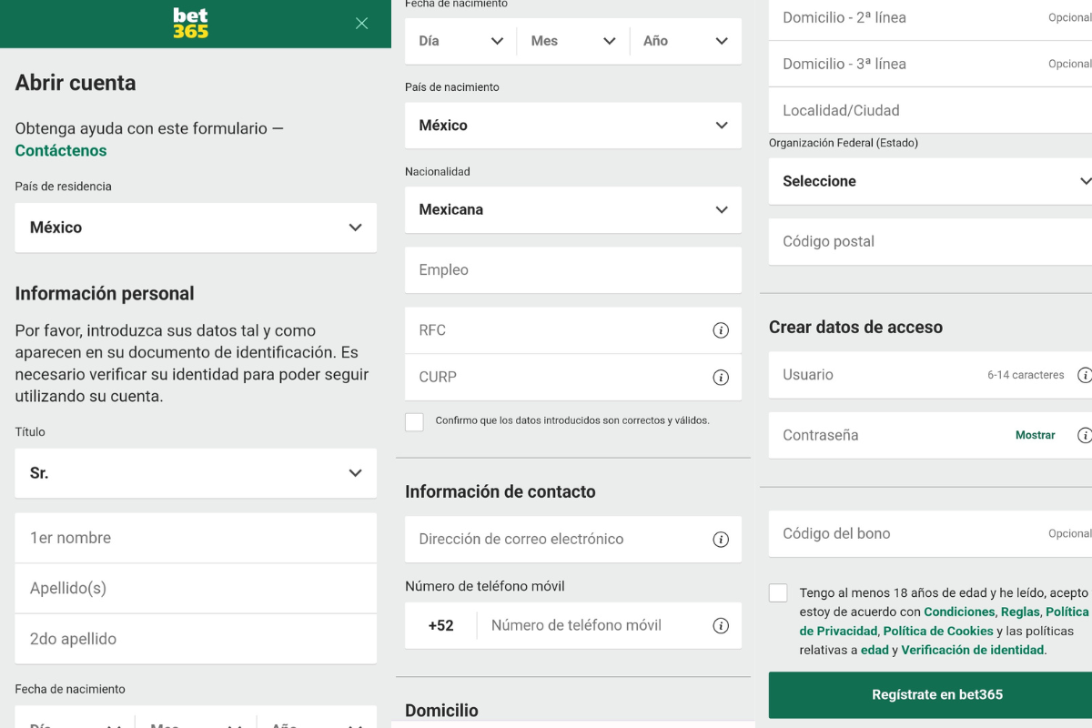 Casa de apuestas Bet365MX registro formulario de registro de Casa de apuestas Bet365 MX